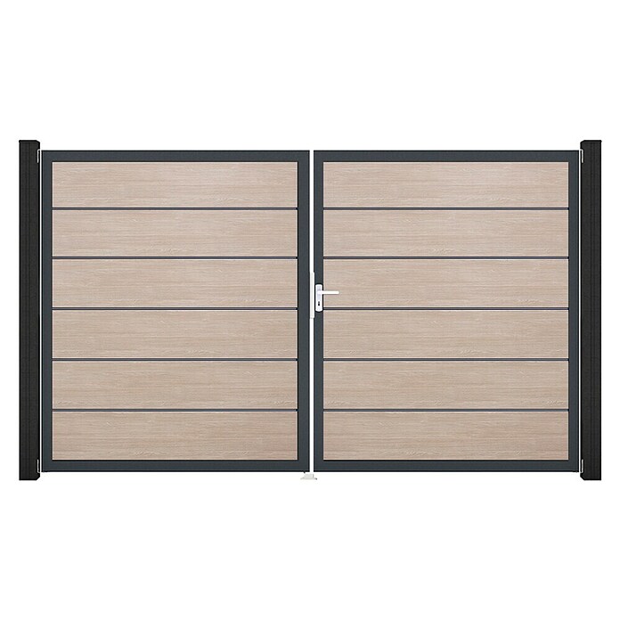GroJa BasicLine Gartentor Premium (300 x 180 cm, Shefflied Oak (DB703), Kunststoff, DIN Anschlag: Rechts) | BAUHAUS