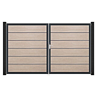 GroJa BasicLine Gartentor Premium (300 x 180 cm, Shefflied Oak (DB703), Kunststoff, DIN Anschlag: Rechts)