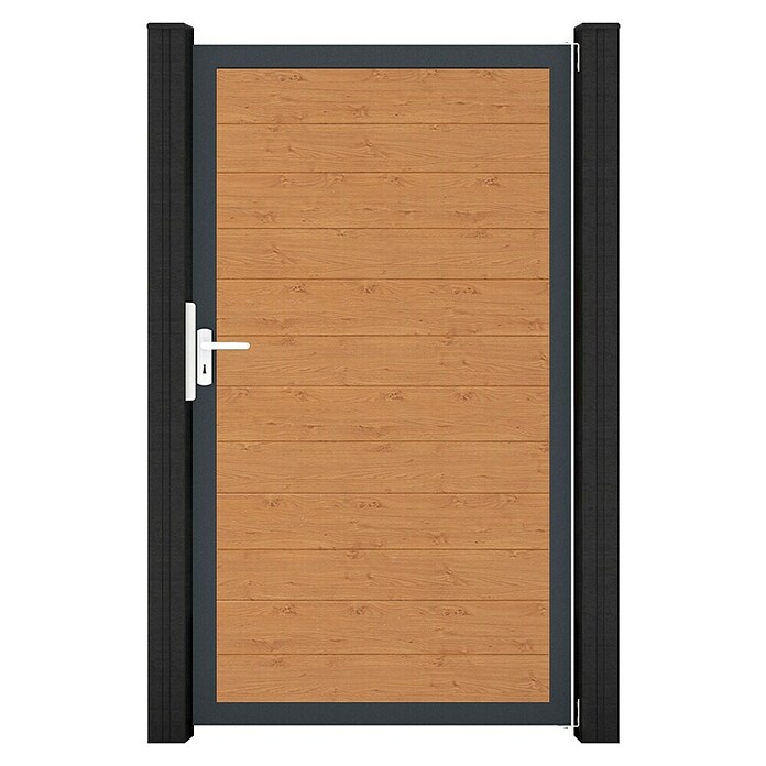 GroJa BasicLine Gartentor Schmal (100 x 180 cm, Asteiche Natur (EDB703), Kunststoff) | BAUHAUS