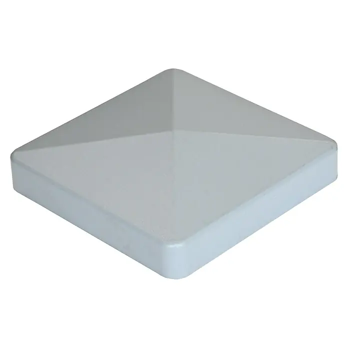 GroJa Abdeckkappe - 7 x 7 cm, Silbergrau - Hellgraue Pyramiden-Pfostenkappe für Zäune.