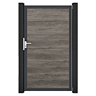 GroJa BasicLine Gartentor (100 x 180 cm, Monument Oak (DB703), Kunststoff)
