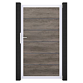 GroJa BasicLine Gartentor Premium (100 x 180 cm, Monument Oak (EV1), Kunststoff)