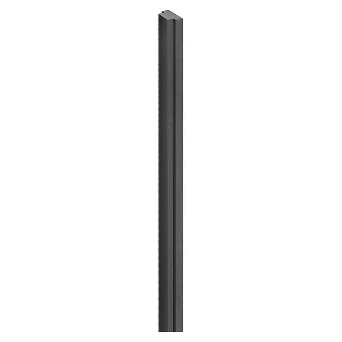 GroJa Solid Abdeckleiste - 300 x 2,9 x 1,5 cm, Anthrazit - Dunkelgraues texturiertes Rechteckprofil mit vertikaler Nut.