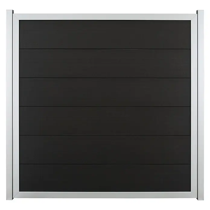 GroJa Viento Steckzaun - 180 x 180 cm, Anthrazitgrau (EV1) - Dunkelgraues Paneel mit horizontalen Linien und hellgrauem Rahmen, ideal für Zäune oder Tore.