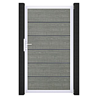 GroJa BasicLine Gartentor Premium (100 x 180 cm, Grey Ash Cut (EV1), Kunststoff)