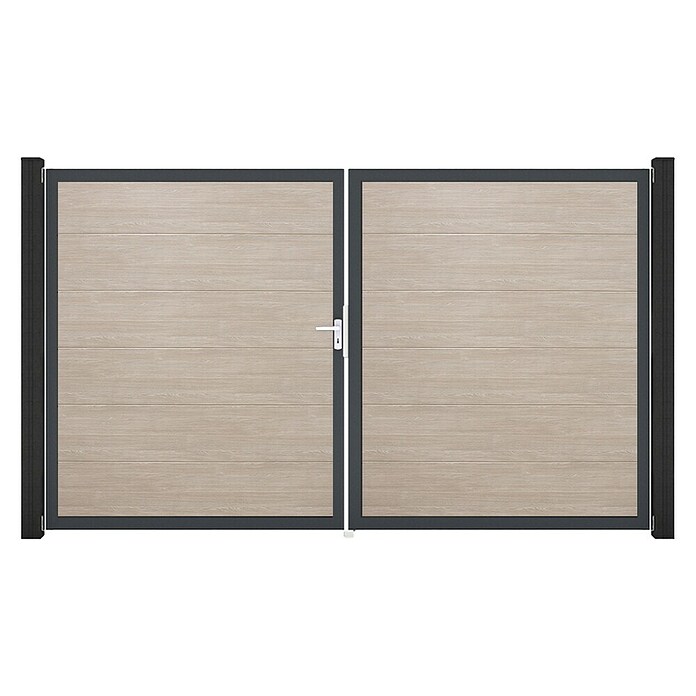 GroJa BasicLine Gartentor (300 x 180 cm, Shefflied Oak (DB703), Kunststoff, DIN Anschlag: Links) | BAUHAUS