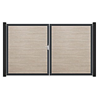 GroJa BasicLine Gartentor (300 x 180 cm, Shefflied Oak (DB703), Kunststoff, DIN Anschlag: Links)