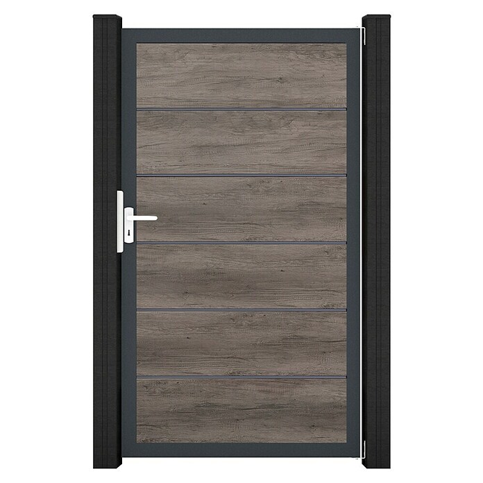 GroJa BasicLine Gartentor Premium (100 x 180 cm, Monument Oak (DB703), Kunststoff) | BAUHAUS