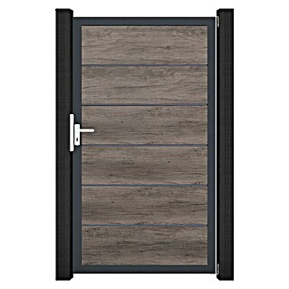 GroJa BasicLine Gartentor Premium (100 x 180 cm, Monument Oak (DB703), Kunststoff)