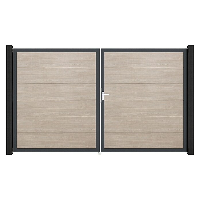 GroJa BasicLine Gartentor (300 x 180 cm, Shefflied Oak (DB703), Kunststoff, DIN Anschlag: Rechts) | BAUHAUS