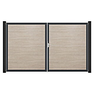 GroJa BasicLine Gartentor (300 x 180 cm, Shefflied Oak (DB703), Kunststoff, DIN Anschlag: Rechts)