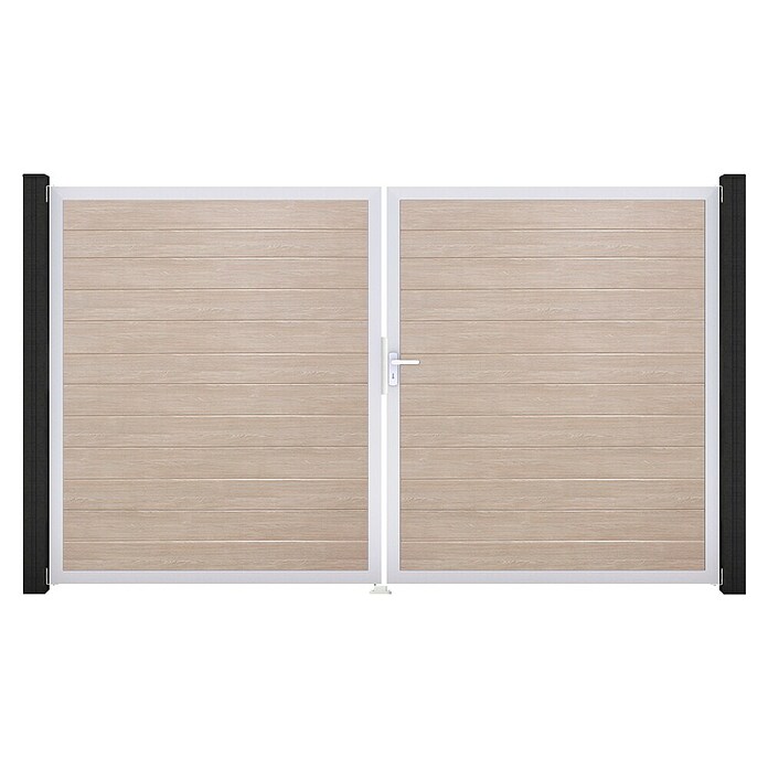 GroJa BasicLine Gartentor Schmal (300 x 180 cm, Shefflied Oak (EV1), Kunststoff, DIN Anschlag: Rechts) | BAUHAUS