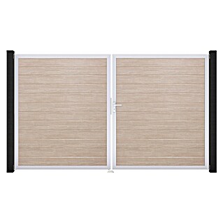GroJa BasicLine Gartentor Schmal (300 x 180 cm, Shefflied Oak (EV1), Kunststoff, DIN Anschlag: Rechts)