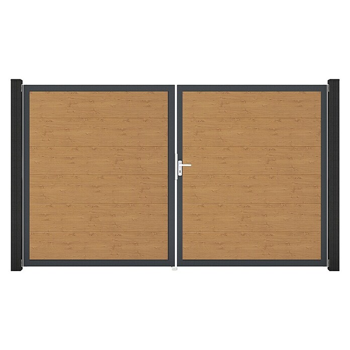 GroJa BasicLine Gartentor (300 x 180 cm, Asteiche Natur (DB703), Kunststoff, DIN Anschlag: Rechts) | BAUHAUS