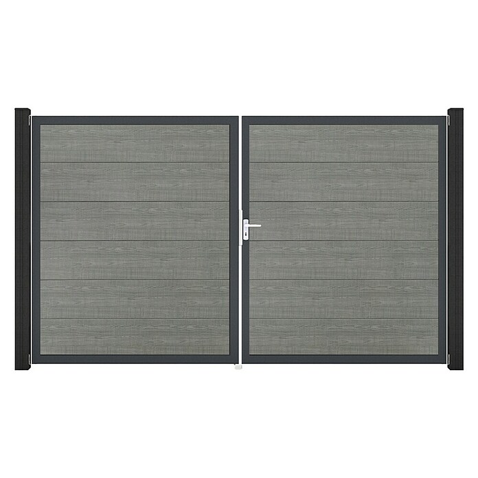 GroJa BasicLine Gartentor (300 x 180 cm, Grey Ash Cut (DB703), Kunststoff, DIN Anschlag: Rechts) | BAUHAUS
