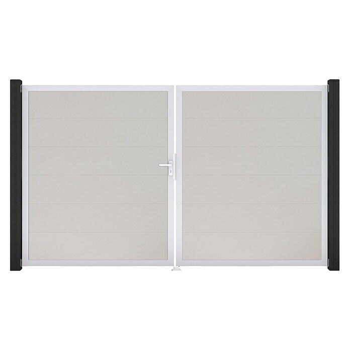 GroJa BasicLine Gartentor (300 x 180 cm, Weiß (EV1), Kunststoff, DIN Anschlag: Links) | BAUHAUS