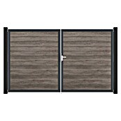 GroJa BasicLine Gartentor Schmal (300 x 180 cm, Monument Oak (DB703), Kunststoff, DIN Anschlag: Rechts) | BAUHAUS