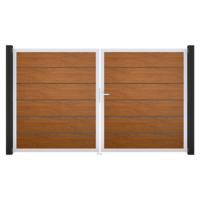 GroJa BasicLine Gartentor Premium (300 x 180 cm, Golden Oak (EV1), Kunststoff, DIN Anschlag: Rechts) | BAUHAUS