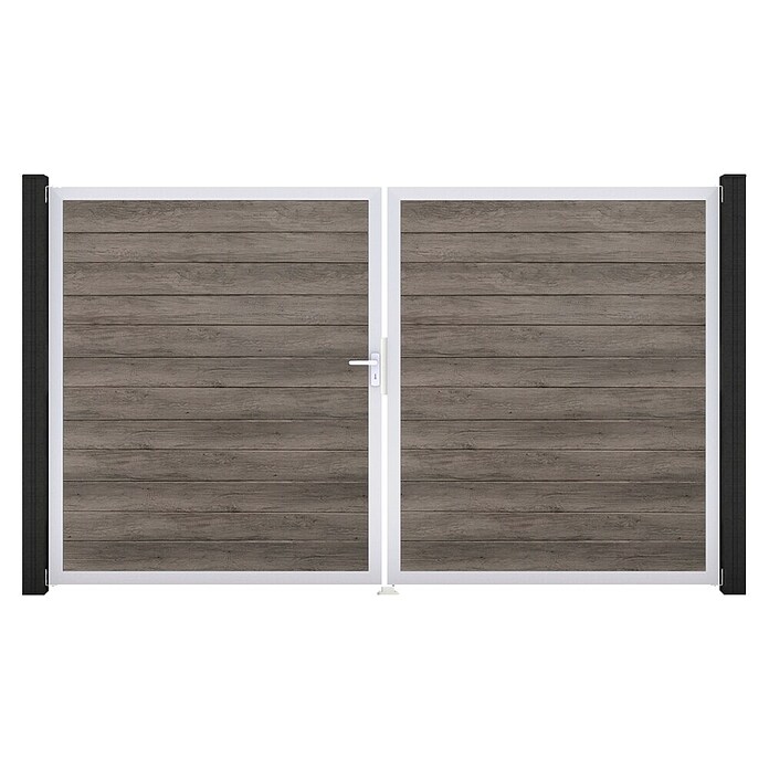 GroJa BasicLine Gartentor Schmal (300 x 180 cm, Monument Oak (EV1), Kunststoff, DIN Anschlag: Links) | BAUHAUS