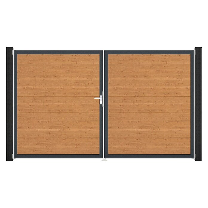 GroJa BasicLine Gartentor Schmal (300 x 180 cm, Asteiche Natur (DB703), Kunststoff, DIN Anschlag: Links) | BAUHAUS
