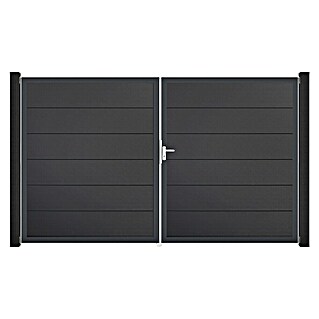 GroJa BasicLine Gartentor (300 x 180 cm, Anthrazit (DB703), Kunststoff, DIN Anschlag: Rechts)