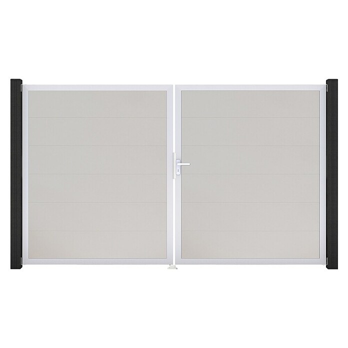 GroJa BasicLine Gartentor (300 x 180 cm, Weiß (EV1), Kunststoff, DIN Anschlag: Rechts) | BAUHAUS