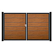 GroJa BasicLine Gartentor Premium (300 x 180 cm, Golden Oak (DB703), Kunststoff, DIN Anschlag: Links) | BAUHAUS