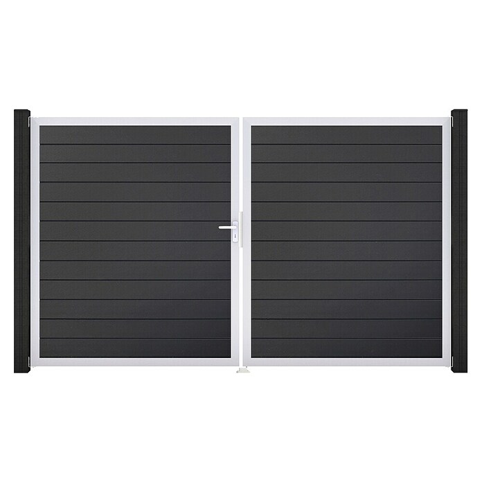 GroJa BasicLine Gartentor Schmal (300 x 180 cm, Anthrazit (EV1), Kunststoff, DIN Anschlag: Links) | BAUHAUS