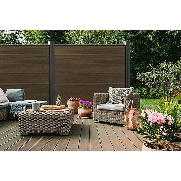 GroJa Solid Steckzaun Grande (180 x 180 cm, Walnuss) | BAUHAUS