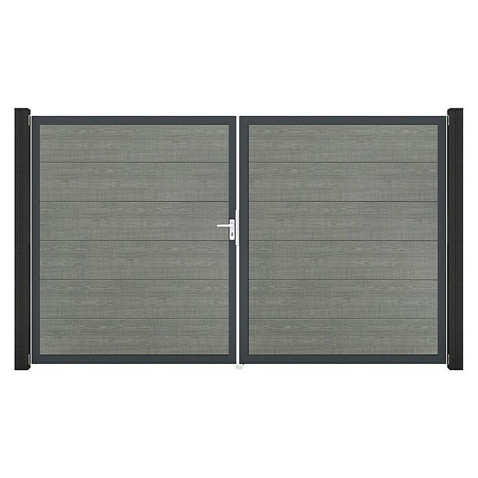 GroJa BasicLine Gartentor (300 x 180 cm, Grey Ash Cut (DB703), Kunststoff, DIN Anschlag: Links) | BAUHAUS