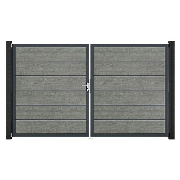 GroJa BasicLine Gartentor Premium (300 x 180 cm, Grey Ash Cut (DB703), Kunststoff, DIN Anschlag: Links) | BAUHAUS