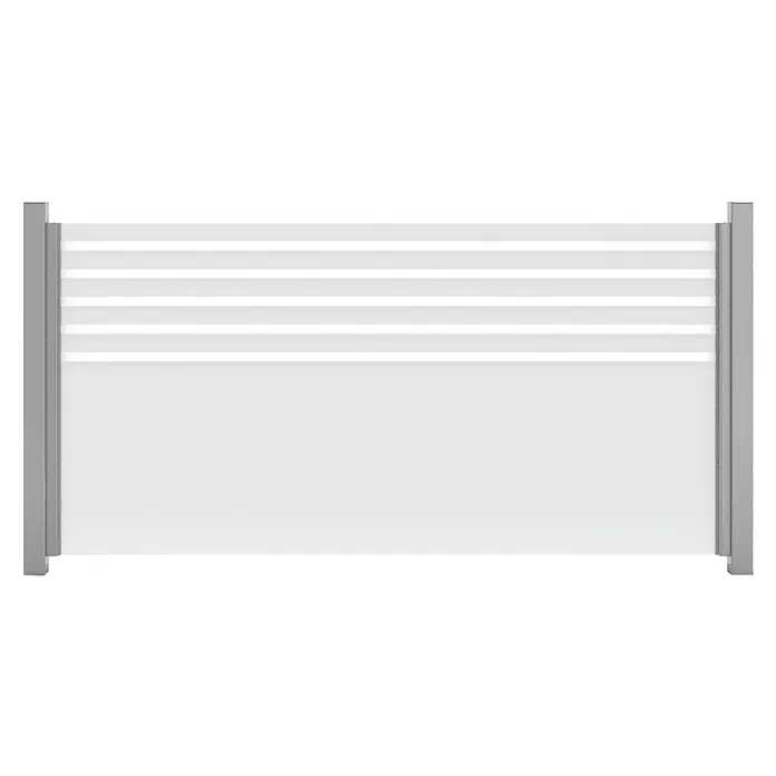 GroJa Ambiente Sichtschutzelement - B x H: 180 x 90 cm, Streifen - Weißes und graues modulares Sichtschutzelement mit horizontalen Lamellen.