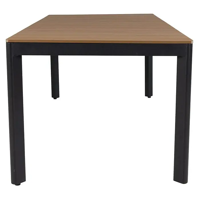 Sunfun Mesa de jardín Bellua - L x An x Al: 222 x 100 x 74 cm, Aluminio/Polywood, Antracita/Natural - Mesa con tablero de madera y estructura de metal negro. La mesa es robusta e ideal para un comedor u oficina.