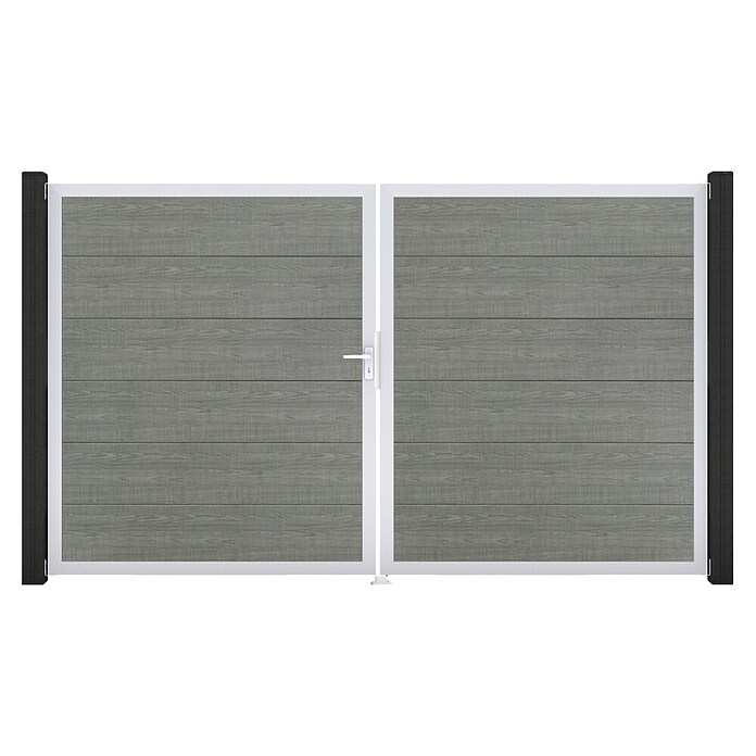 GroJa BasicLine Gartentor (300 x 180 cm, Grey Ash Cut (EV1), Kunststoff, DIN Anschlag: Links) | BAUHAUS