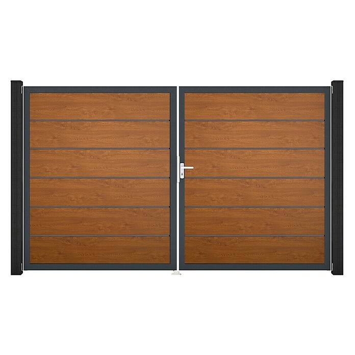 GroJa BasicLine Gartentor Premium (300 x 180 cm, Golden Oak (DB703), Kunststoff, DIN Anschlag: Rechts) | BAUHAUS