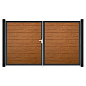 GroJa BasicLine Gartentor Schmal (300 x 180 cm, Golden Oak (DB703), Kunststoff, DIN Anschlag: Links) | BAUHAUS