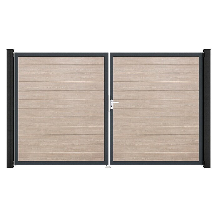 GroJa BasicLine Gartentor Schmal (300 x 180 cm, Shefflied Oak (DB703), Kunststoff, DIN Anschlag: Rechts) | BAUHAUS