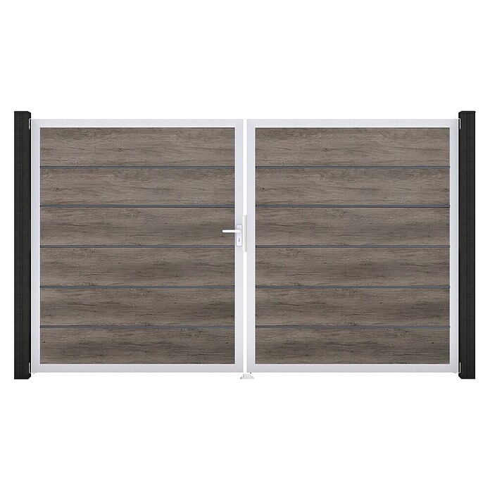 GroJa BasicLine Gartentor Premium (300 x 180 cm, Monument Oak (EV1), Kunststoff, DIN Anschlag: Links) | BAUHAUS