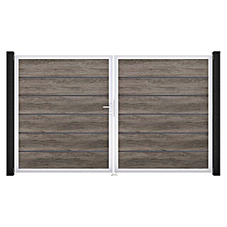GroJa BasicLine Gartentor Premium (300 x 180 cm, Monument Oak (EV1), Kunststoff, DIN Anschlag: Links)