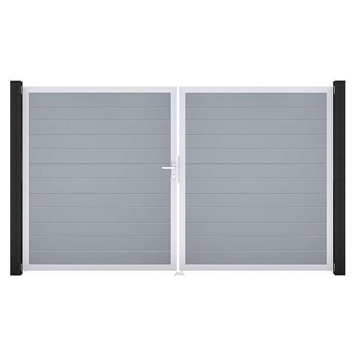 GroJa BasicLine Gartentor Schmal (300 x 180 cm, Silbergrau (EV1), Kunststoff, DIN Anschlag: Links) | BAUHAUS