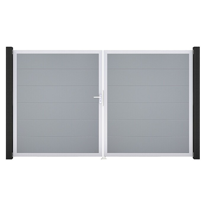 GroJa BasicLine Gartentor (300 x 180 cm, Silbergrau (EV1), Kunststoff, DIN Anschlag: Links) | BAUHAUS