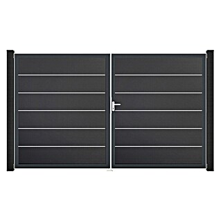 GroJa BasicLine Gartentor Premium (300 x 180 cm, Anthrazit (DB703), Kunststoff, DIN Anschlag: Rechts)