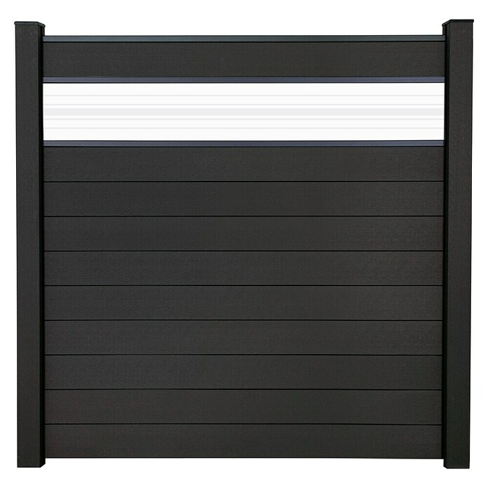 GroJa Solid Steckzaun (180 x 180 cm, Anthrazitgrau, Mit Glaseinsatz) | BAUHAUS