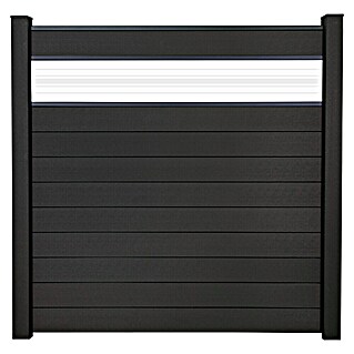 GroJa Solid Steckzaun (180 x 180 cm, Anthrazitgrau, Mit Glaseinsatz)