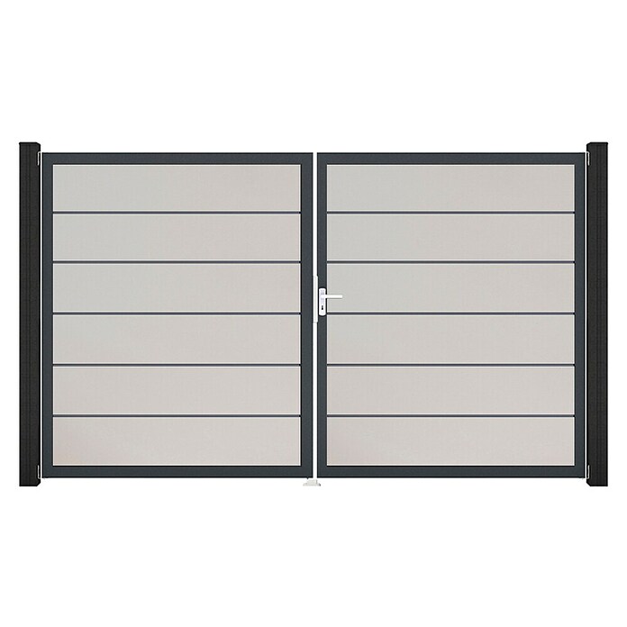 GroJa BasicLine Gartentor Premium (300 x 180 cm, Weiß (DB703), Kunststoff, DIN Anschlag: Rechts) | BAUHAUS