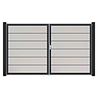 GroJa BasicLine Gartentor Premium (300 x 180 cm, Weiß (DB703), Kunststoff, DIN Anschlag: Rechts)