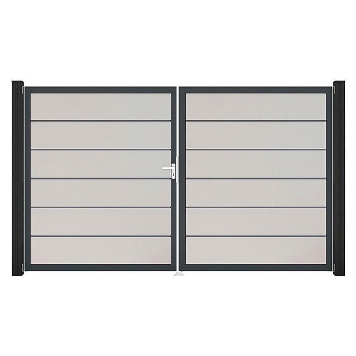 GroJa BasicLine Gartentor Premium (300 x 180 cm, Weiß (DB703), Kunststoff, DIN Anschlag: Links) | BAUHAUS