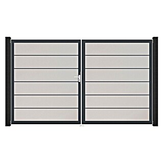 GroJa BasicLine Gartentor Premium (300 x 180 cm, Weiß (DB703), Kunststoff, DIN Anschlag: Links)