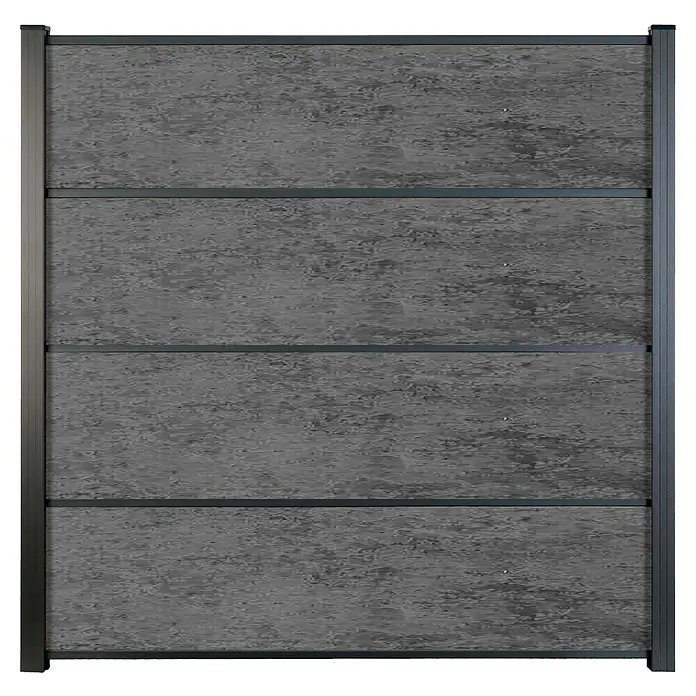 GroJa Premo Steckzaun - 180 x 90 cm, Anthrazit - Dunkelgrauer Sichtschutz mit texturierten Paneelen und schwarzem Rahmen.