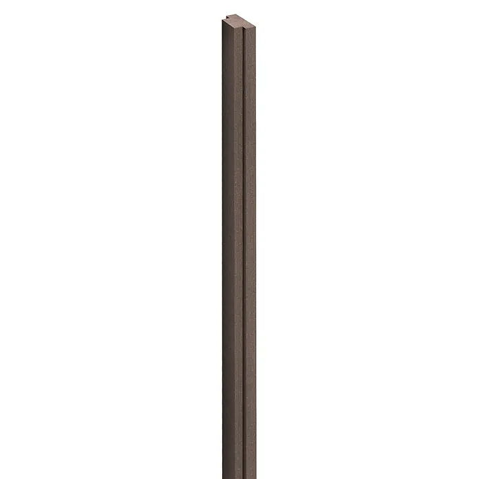 GroJa Solid Abdeckleiste - 190 x 2,9 x 1,5 cm, Terra - Dunkelbrauner, rechteckiger Pfosten mit einer Längsnut.